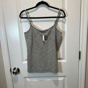 LOFT Outlet Black White Houndstooth Print Camisole Tank Top Women's Size L